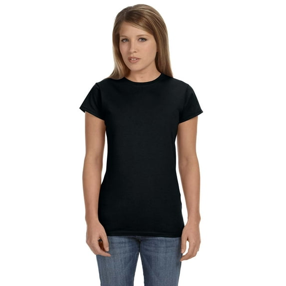 Gildan G640L Ladies' Softstyle Fitted T-Shirt, Black, 3X, Pack Of 10, Tshirts for Women