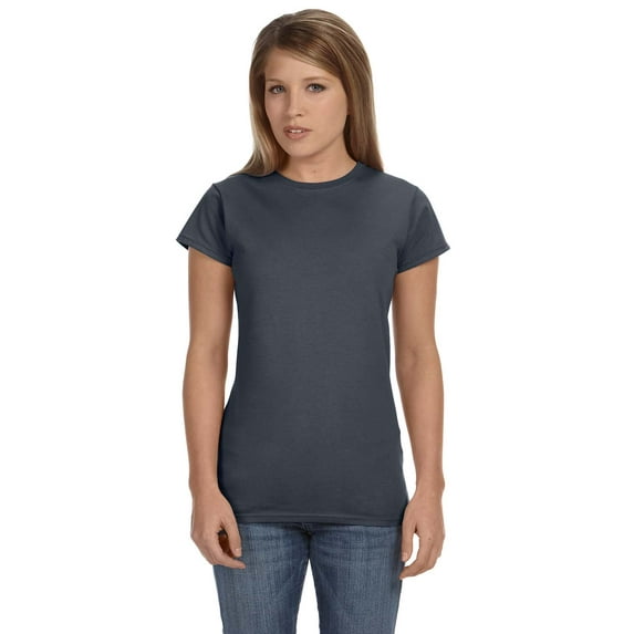 Gildan G640L Ladies' Softstyle Fitted T-Shirt, Dark Heather, S, Pack Of 2, Tshirts for Women