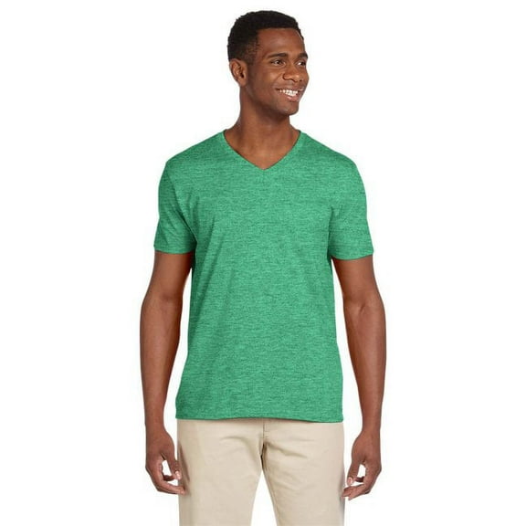 Gildan - Softstyle V-Neck T-Shirt - 64V00 - Heather Irish Green - Size: M