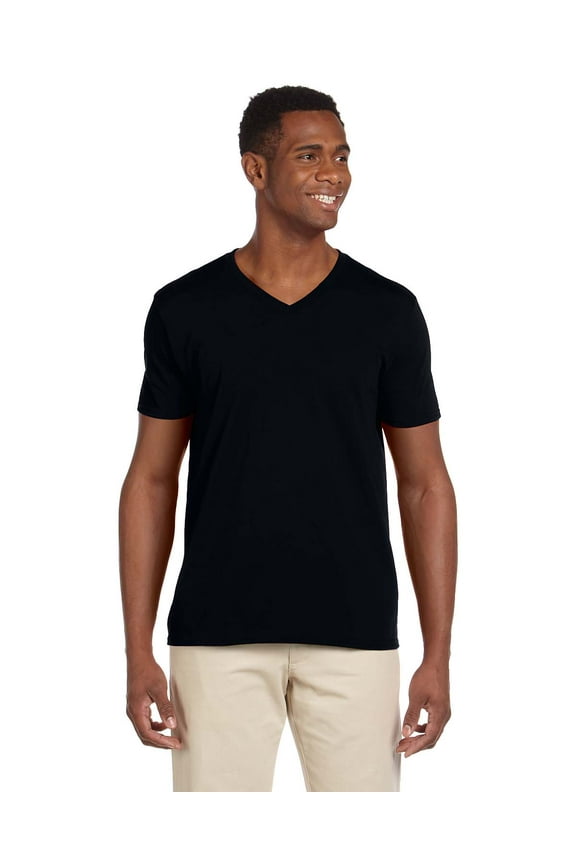 G64V Softstyle V-Neck T-Shirt, Black, 3X, Pack Of 3, Mens Workout Shirts