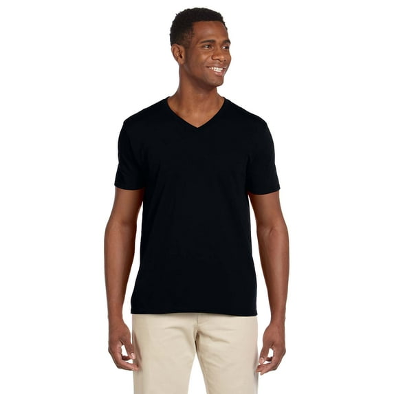 Gildan G64V Softstyle V-Neck T-Shirt, Black, L, Pack Of 6, Mens T-Shirts