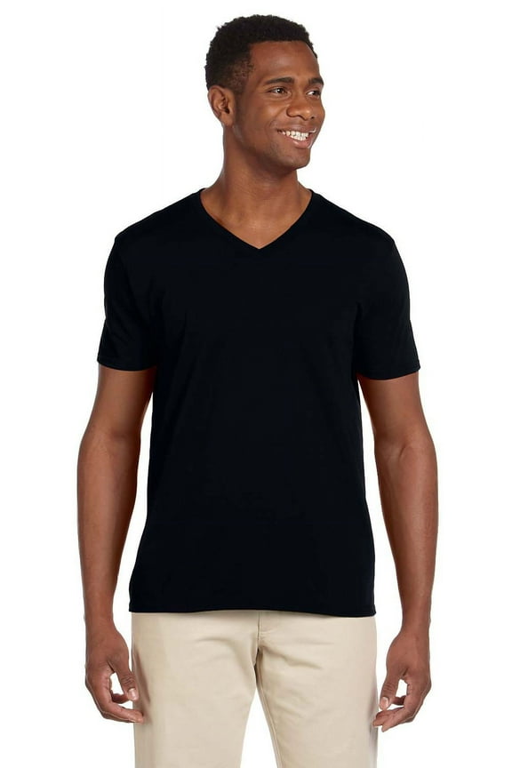 G64V Softstyle V-Neck T-Shirt, Black, L