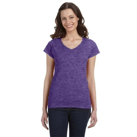 Gildan - Softstyle Women’s V-Neck T-Shirt - 64V00L, 2X, Heather Purple