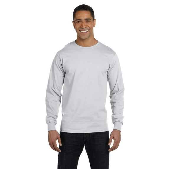 Gildan G840 Adult 50/50 Long-Sleeve T-Shirt, ASH GREY, L, Pack Of 4, Mens T-Shirts