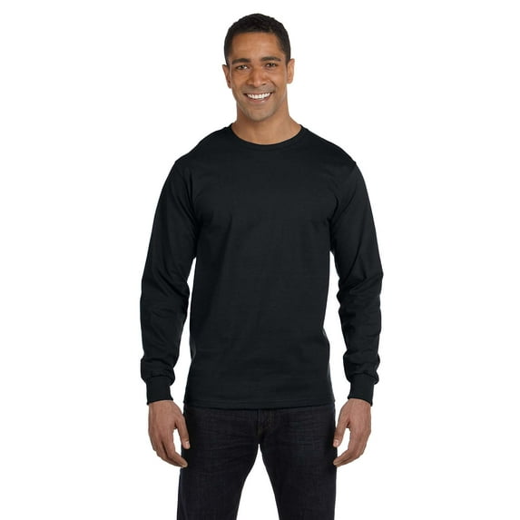 Gildan G840 Adult 50/50 Long-Sleeve T-Shirt, Black, 3X, Pack Of 4, Mens T-Shirts