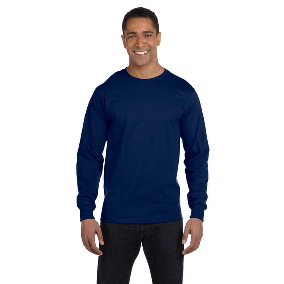 Gildan G840 Adult 50/50 Long-Sleeve T-Shirt, Navy, M, Pack Of 4, Mens T-Shirts