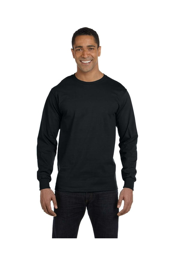 G840 Adult 50/50 Long-Sleeve T-Shirt, Black, S, Pack Of 10, Mens T-Shirts