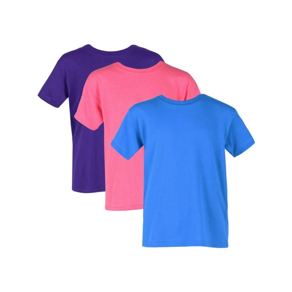 Gildan Girl's Crew Neck Cotton Tee Shirt (Pack of 3)