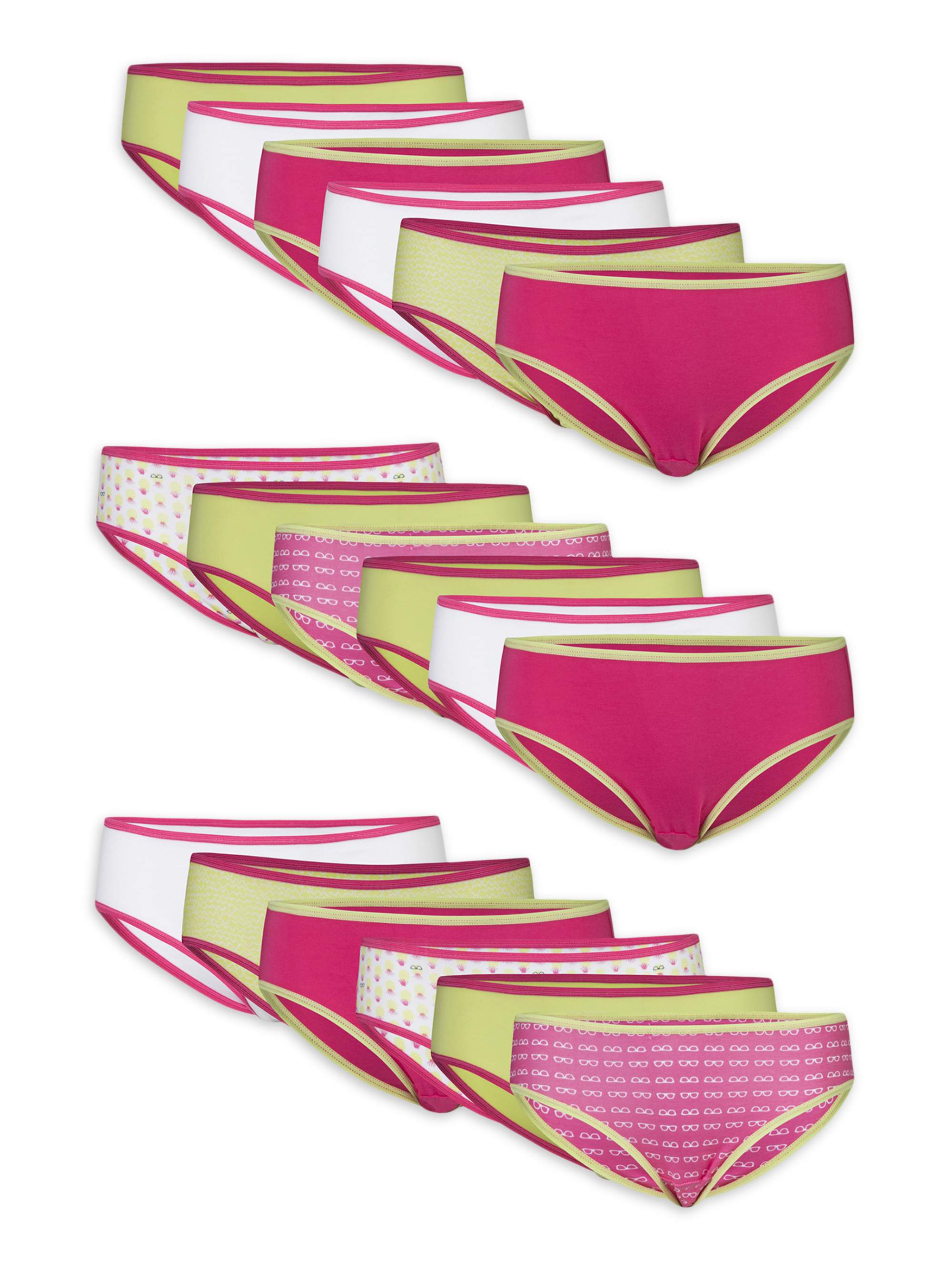 Gildan Girls Underwear, 18 Pack Bikini Cotton Panties, Size 12