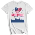 thumbnail image 1 of Gildan Greenville South Carolina Skyline American Flag Heart 4th of July T-Shirt Gift for Men Women Unisex Tee, 1 of 3