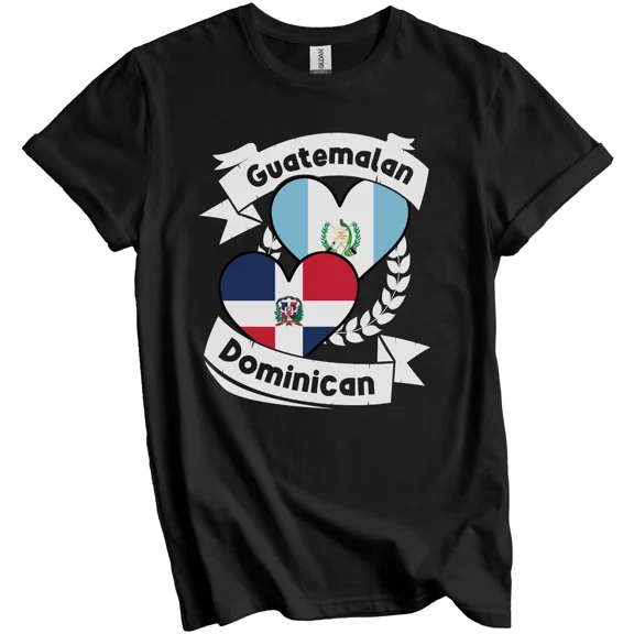 Gildan Guatemalan Dominican Heart Flags Guatemala Dominican Republic T-Shirt Gift for Men Women Unisex Tee