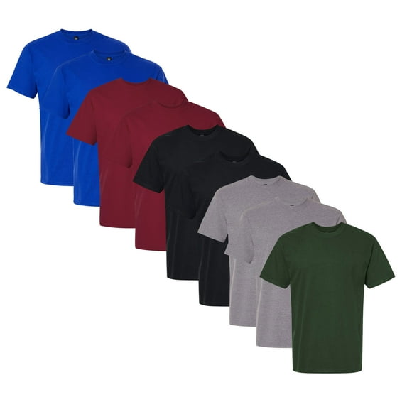 Gildan Hammer Maxweight T-Shirt, 100% Ring-Spun Cotton Mens Bulk Tee Shirts, Wholesale Short Sleeve T-Shirts (Dark+Bright Color 9 Pack, XL)