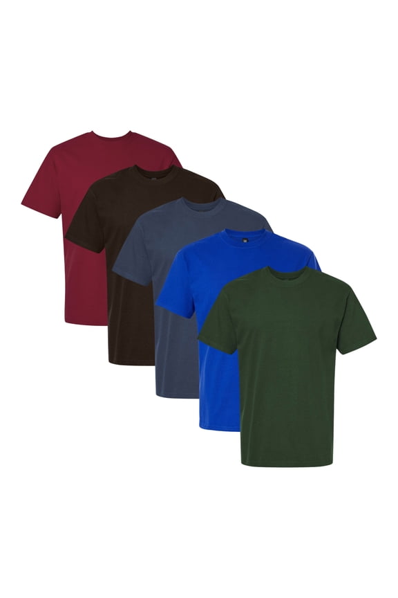 Hammer Maxweight T-Shirt, 100% Ring-Spun Cotton Mens Bulk Tee Shirts, Wholesale Short Sleeve T-Shirts (Dark Color 5 Pack, L)