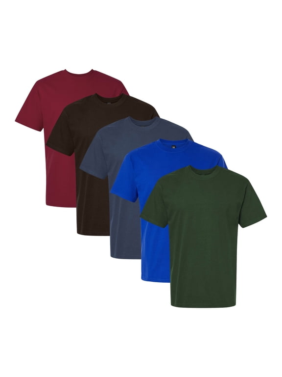 Hammer Maxweight T-Shirt, 100% Ring-Spun Cotton Mens Bulk Tee Shirts, Wholesale Short Sleeve T-Shirts (Dark Color 5 Pack, L)