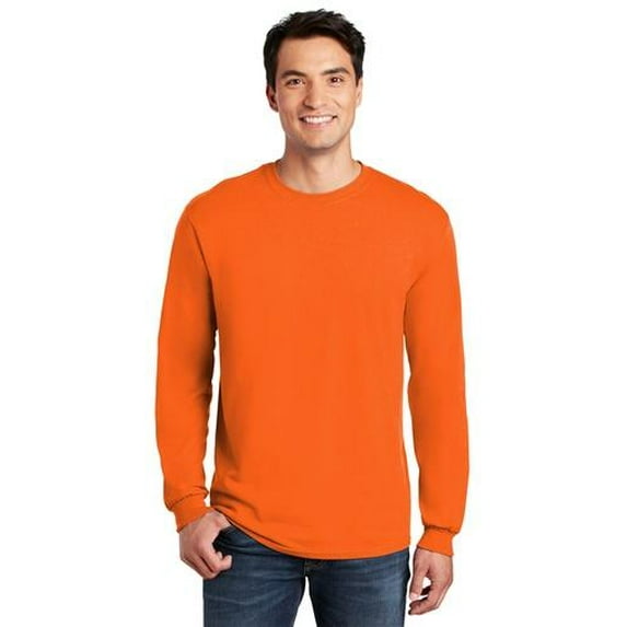 Gildan Heavy 100% Cotton Long Sleeve T-Shirt – Safety Orange Color | 5.3 Oz Size - S | Buy from GILDAN