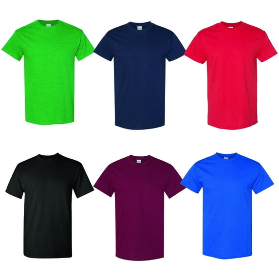 Gildan - Heavy 100% Cotton T-Shirt | 5.3 oz Classic Width, Rib Collar | Men’s Short Sleeve Tee | Mix Color- 6 Pack Tees, Size 4X-Large