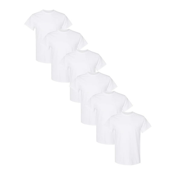Gildan Heavy 100% Cotton T-Shirt, Men’s Short Sleeve White Color Crewneck Tee, 6 Pack, 2XL