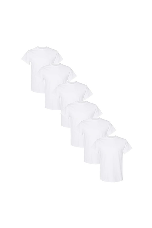 Heavy 100% Cotton T-Shirt, Men’s Short Sleeve White Color Crewneck Tee, 6 Pack, 5XL
