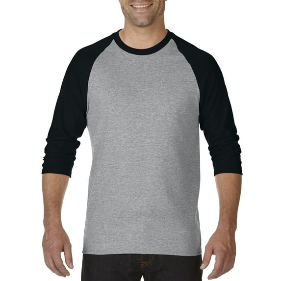 Gildan Heavy 3/4 Sleeve GryBlk