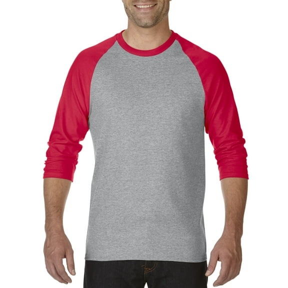 Gildan Heavy 3/4 Sleeve GryRed