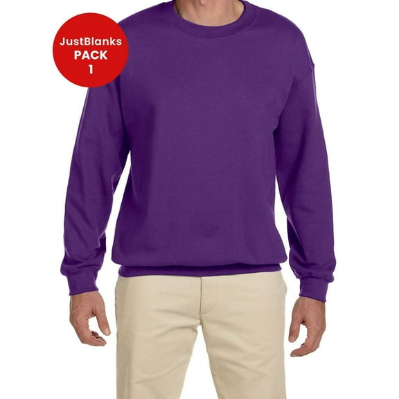 JustBlanks Heavy Blend Adult 8 oz 50 50 Fleece Crew Pill Resistant Air Jet Yarn Made