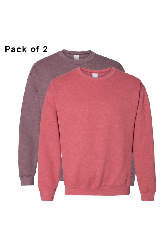 - Heavy Blend Crewneck Sweatshirt, Men's Pullover Fleece Sweater, Heather Scarlet Red and Heather Dark Maroon, 8 Oz. 60/40 Polyester/Cotton, 2 Pack, 2XL Size