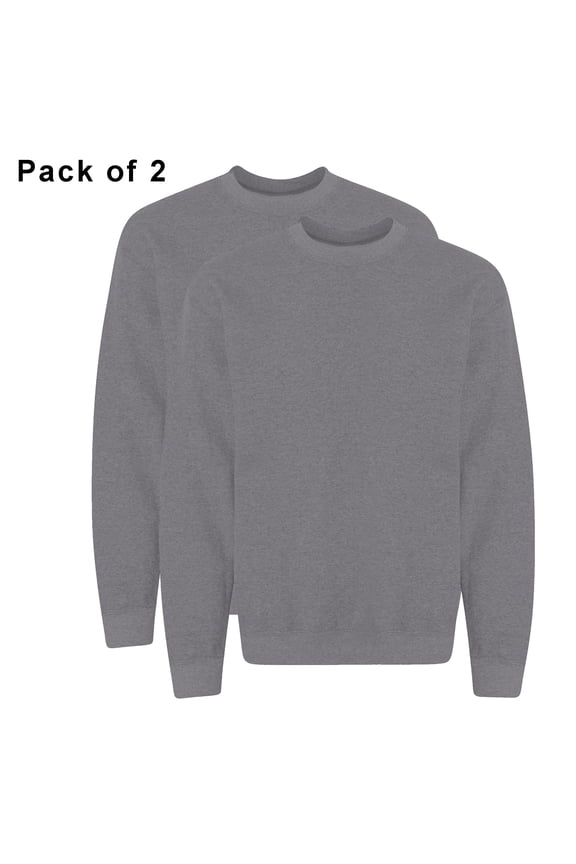 - Heavy Blend Crewneck Sweatshirt, Pullover Fleece Sweater for Men, Graphite Heather, 8 Oz. 50/50 Cotton/Polyester, 2 Pack, 2XL Size