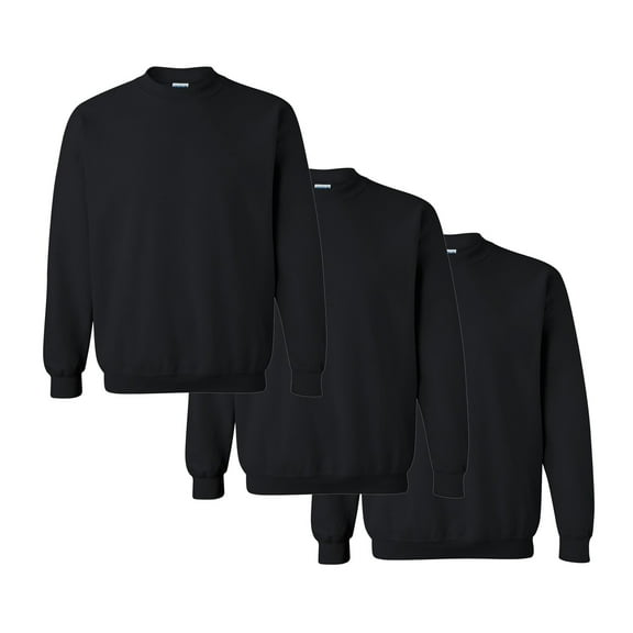 Gildan Heavy Blend Crewneck Sweatshirt- Size L | Unisex Sweatshirts 8oz,  50/50 Cotton/Polyester Black Fleece Pullover Pack of 3