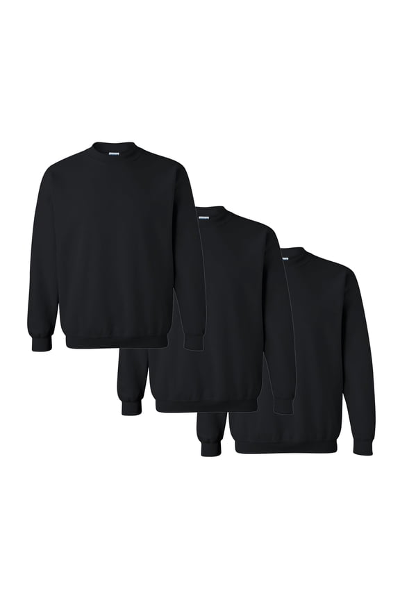 Heavy Blend Crewneck Sweatshirt- Size L | Unisex Sweatshirts 8oz,  50/50 Cotton/Polyester Black Fleece Pullover Pack of 3