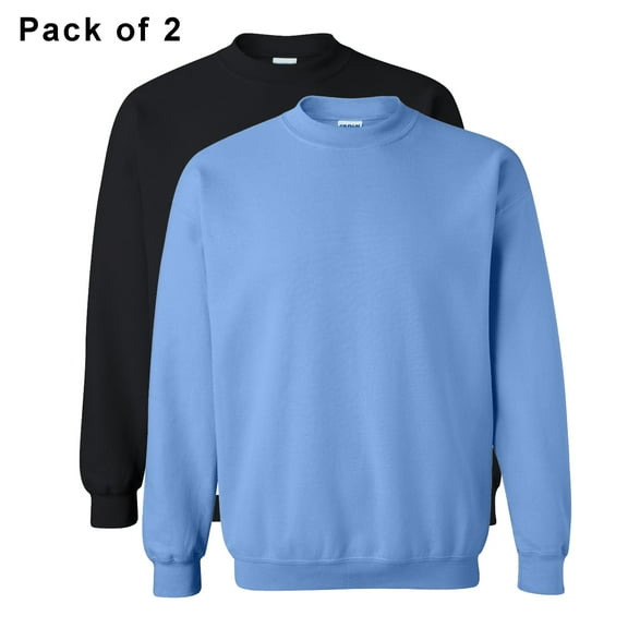 Gildan Heavy Blend Crewneck Sweatshirt for Unisex | 8oz 50/50 Cotton/Polyester Long Sleeve Pullover Fleece Carolina Blue & Black Sweatshirt Bulk 2 Pack Size 2XL