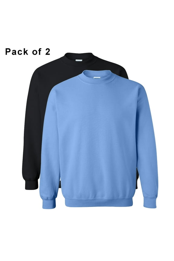 Heavy Blend Crewneck Sweatshirt for Unisex | 8oz 50/50 Cotton/Polyester Long Sleeve Pullover Fleece Carolina Blue & Black Sweatshirt Bulk 2 Pack Size S