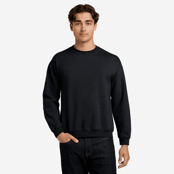 Gildan Long Sleeve Men's Sweatshirt, Durable Heavy Blend Casual Crewneck Sweatshirt, Black, XL