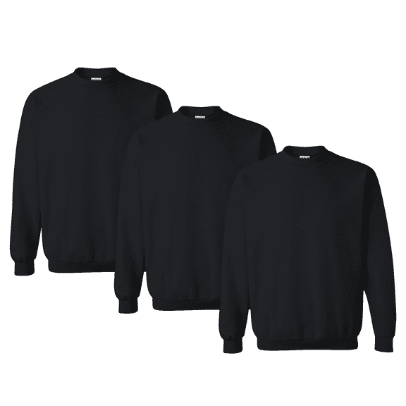 Gildan Heavy Blend Crewneck Sweatshirt for Men, Long Sleeve Fleece Pullover, Black, 3-Pack, 2XL