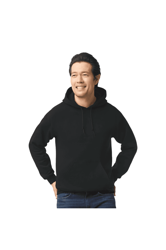 Heavy Blend Fleece Hooded Sweatshirt, Men's Pullover Black Pocket Hoodie, 2XL