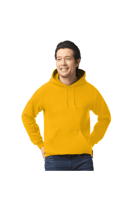 Heavy Blend Fleece Hooded Sweatshirt, Men's Pullover Gold Pocket Hoodie, M