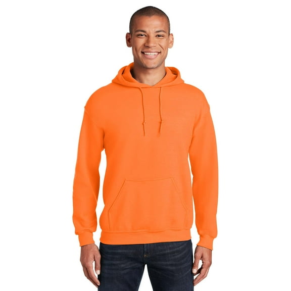 Gildan Men’s Heavy Blend Safety Hoodie, Hi-Vis Hooded Sweatshirt, Fleece Pullover, Safety Orange, 4XL