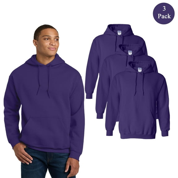 Gildan Heavy Blend Fleece Pullover Sweatshirt, 3 Pack Purple Men's Hoodie, 2XL