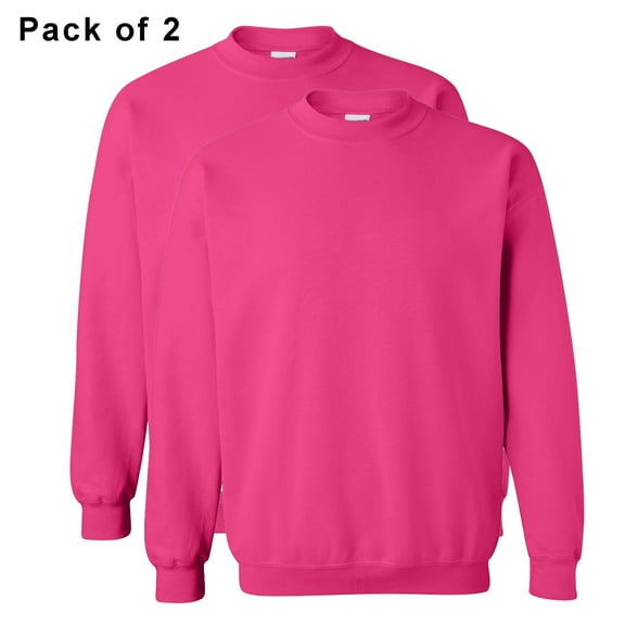 Gildan - Heavy Blend Fleece Sweatshirt, Men's Pullover Crewneck Sweater, Heliconia, 8 Oz. 50/50 Cotton/polyester, 2 Pack, M Size