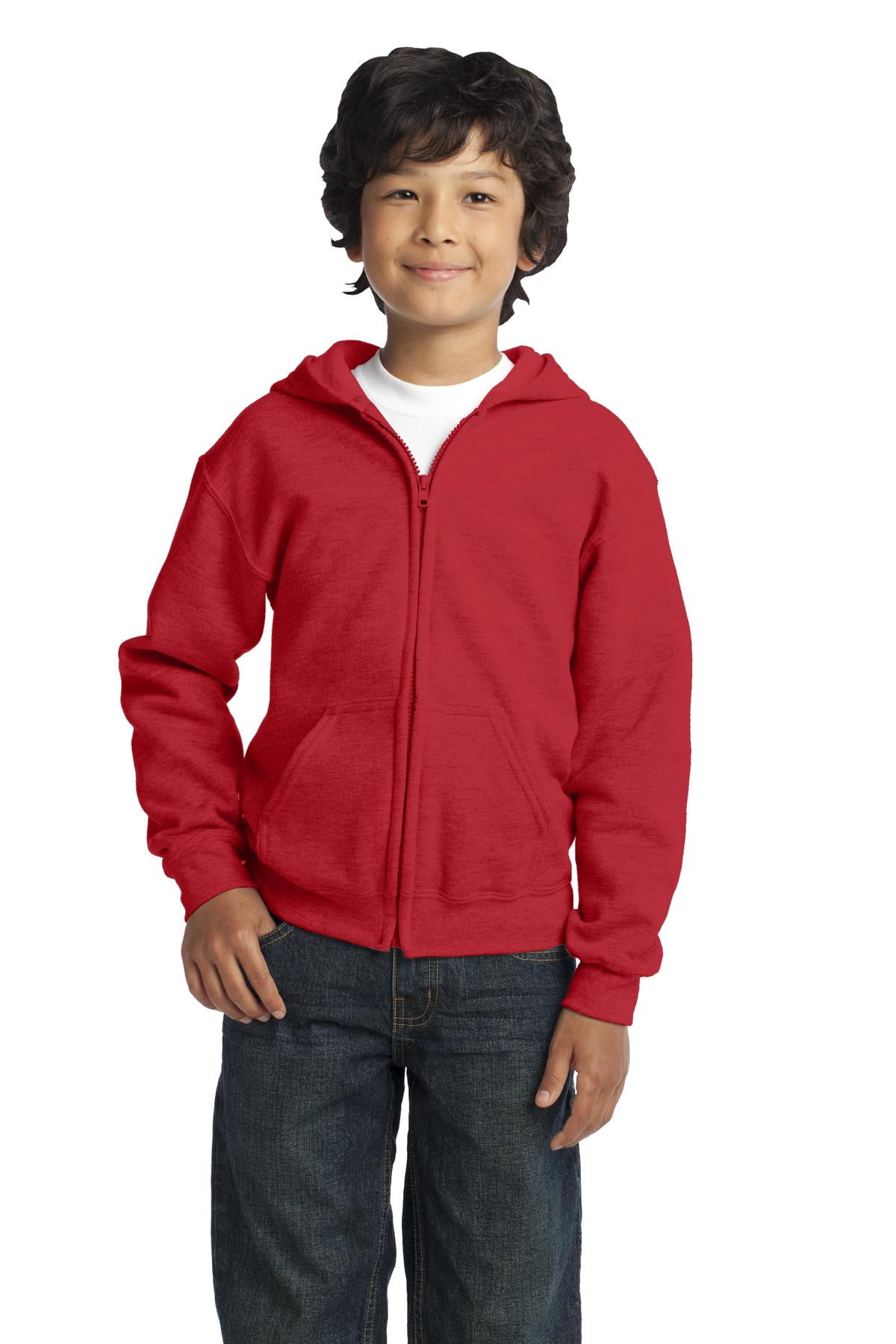 Gildan Heavy Blend Full Zip Hooded Sweatshirt (G186B) Red, S