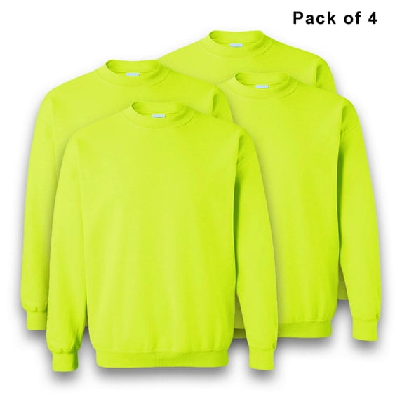 Gildan Heavy Blend High Visibility Safety Sweatshirt for Adult GR18 Hi Vis Pullover Fleece Reflective Work Safety Green Sweatshirt 4 Pack, 2XL