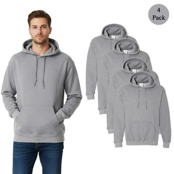Gildan Heavy Blend Hooded Sweatshirt, 4 Pack Men's Cozy Fleece Hoodie, Graphite Heather, S