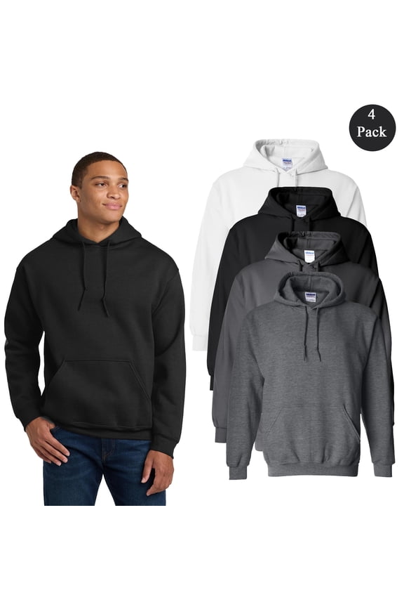 Heavy Blend Hooded Sweatshirt, 4-Pack Mixed Colors, Soft Fleece Pullover Hoodie, 4XL