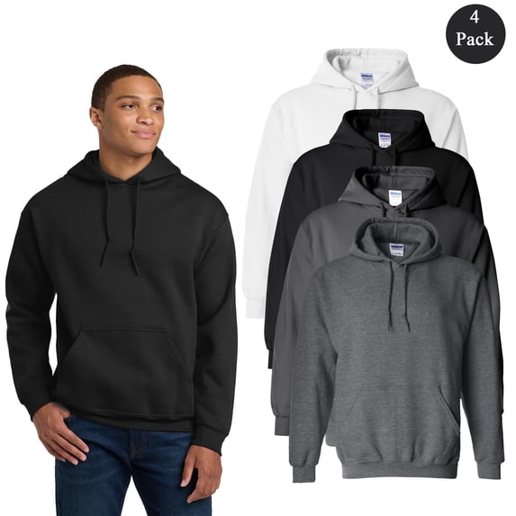 Gildan Heavy Blend Hooded Sweatshirt, 4-Pack Mixed Colors, Soft Fleece Pullover Hoodie, S