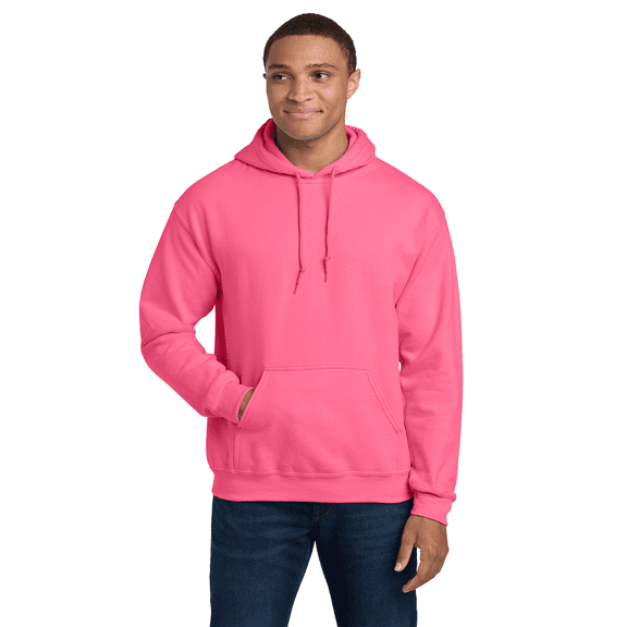 Gildan Heavy Blend Hooded Sweatshirt, Everyday Pullover Hoodie for Casual Style, Safety Pink, 2XL