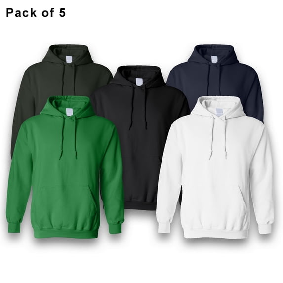 Gildan Heavy Blend Hooded Sweatshirt for Men - 8 oz 50/50 Cotton/Poly, with Front Pocket and Pullover Fleece Casual Hoodie, Assorted Pack-5 Size L