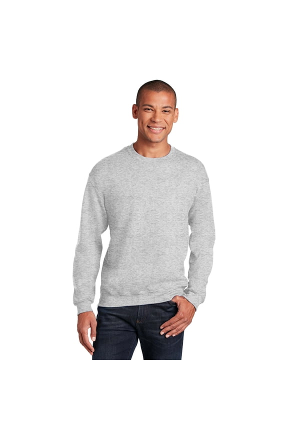 Heavy Blend Men's Fleece Crewneck Sweatshirt, Classic Fit, Warm Soft Pullover, Ash, S