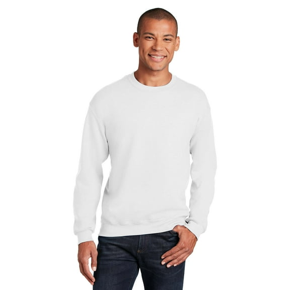 Gildan Heavy Blend Men's Fleece Crewneck Sweatshirt, Classic, Warm Soft Pullover, White, M