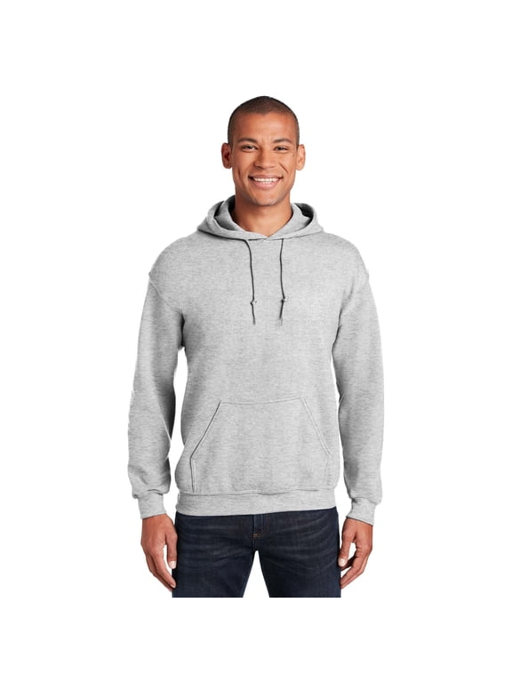 Heavy Blend Men’s Fleece Hooded Sweatshirt, Soft Pullover Pocket Hoodie, Ash, Size S