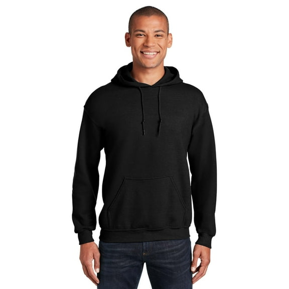 Gildan Heavy Blend Men’s Fleece Hooded Sweatshirt, Soft Pullover Pocket Hoodie, Black, Size XL