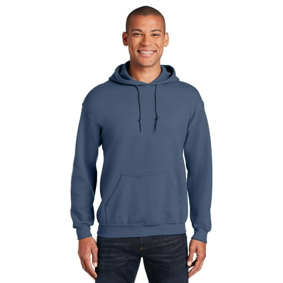 Gildan Heavy Blend Men's Fleece Hooded Sweatshirt, Soft Pullover Pocket Hoodie, Indigo Blue, 2XL